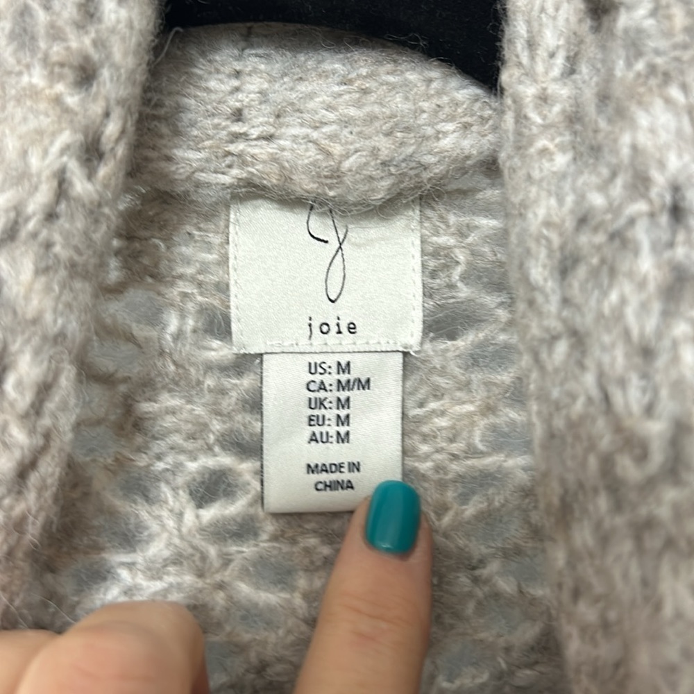 Joie Gray Open Front Open Stitch Long Cardigan Ja… - image 2